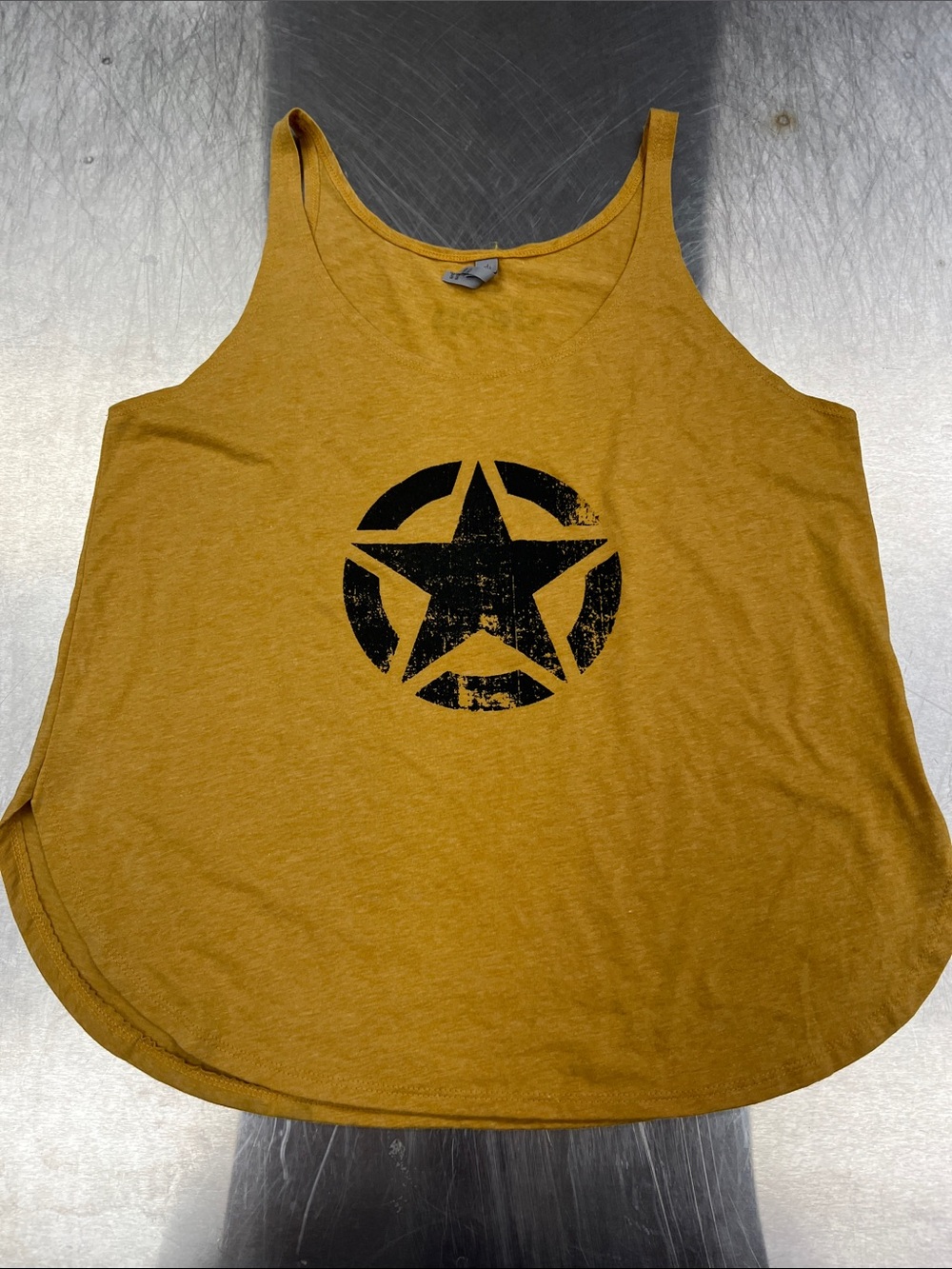 Jeep Next Level Apparel Mustard Tank with Distressed Black Star Women’s XL